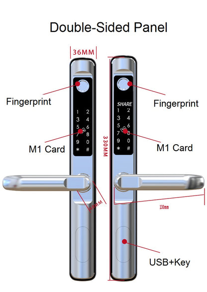 MS02 Wifi Fingerprint Tuya Glass Door Slim Lock with Two-sided Fingerprint Recognition