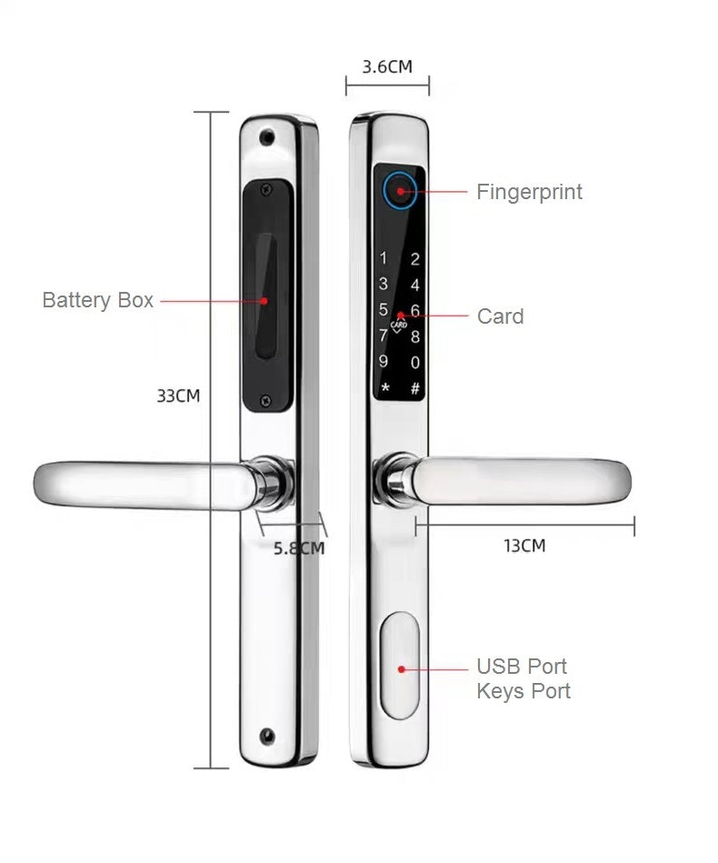 MS01 Wifi Fingerprint Tuya Glass Door Sliding Door Smart Lock