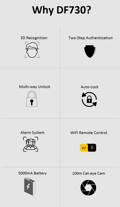 DF730 Wifi Tuya 3D Recognition Automatic with Online Intercom Smart Lock