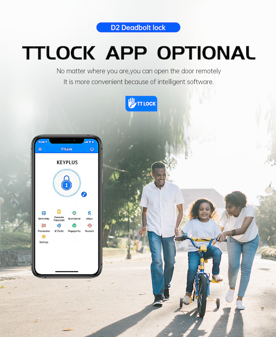 D2 BLE Tuya TTL Deadbolt Smart Lock for Personal and Hotel, Apartment Application