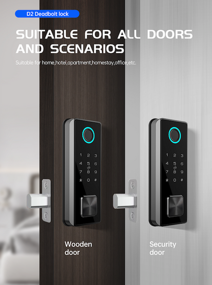 D2 BLE Tuya TTL Deadbolt Smart Lock for Personal and Hotel, Apartment Application