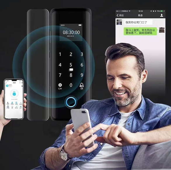 K170 Multiple Unlock with BLE Tuya &TT Lock APP Smart Glass Door Automatic Smart Lock