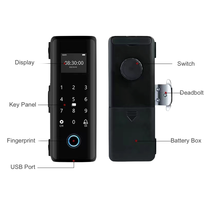 K170 Multiple Unlock with BLE Tuya &TT Lock APP Smart Glass Door Automatic Smart Lock