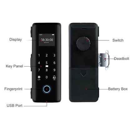 K170 Multiple Unlock with BLE Tuya &TT Lock APP Smart Glass Door Automatic Smart Lock